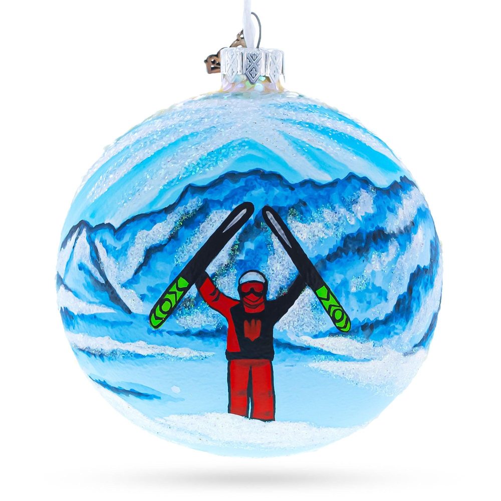 St. Anton Ski Resort, Austria Glass Ball Christmas Ornament 4 Inches  |   Travel Ornaments Travel