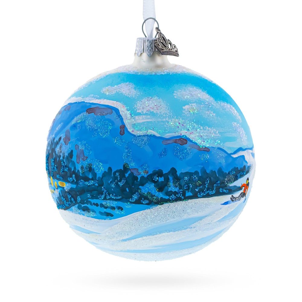 St. Moritz, Switzerland Glass Ball Christmas Ornament 4 Inches  |   Travel Ornaments Travel