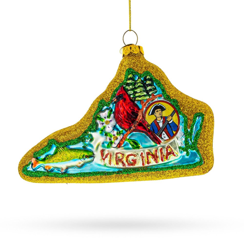 State Of Virginia, Usa Blown Glass Christmas Ornament  |   Travel Ornaments Travel