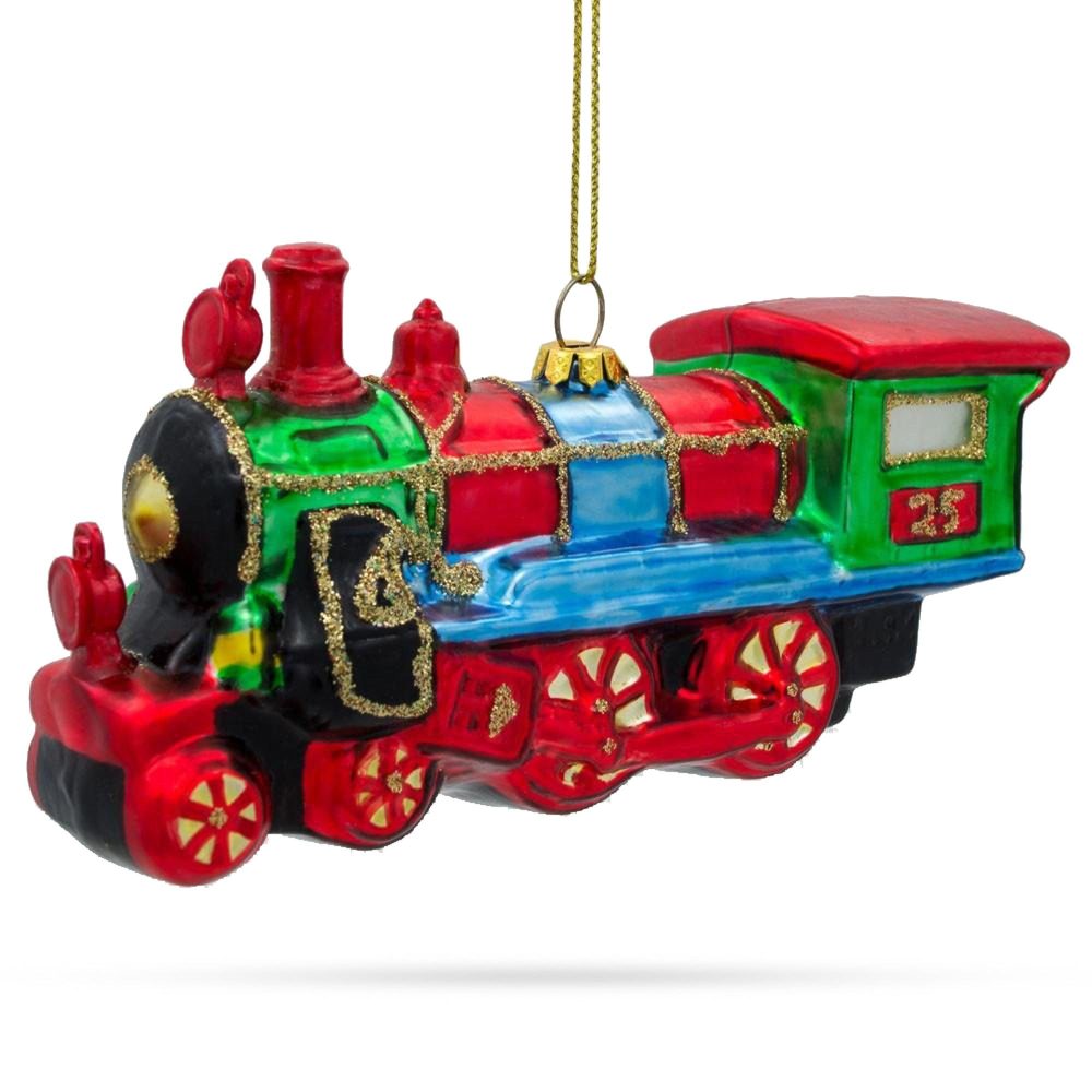 Steam Train Blown Glass Christmas Ornament  |   Personalized Ornaments Personalized