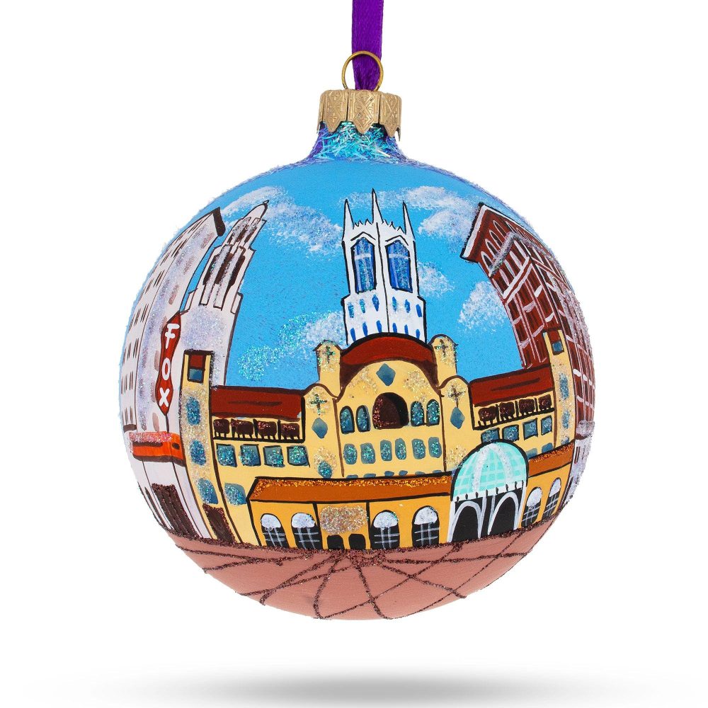 Stockton, California Glass Ball Christmas Ornament 4 Inches  |   Travel Ornaments Travel