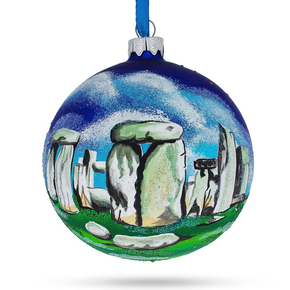 Stonehenge, England, Great Britain Glass Ball Christmas Ornament 4 Inches  |   Travel Ornaments Travel