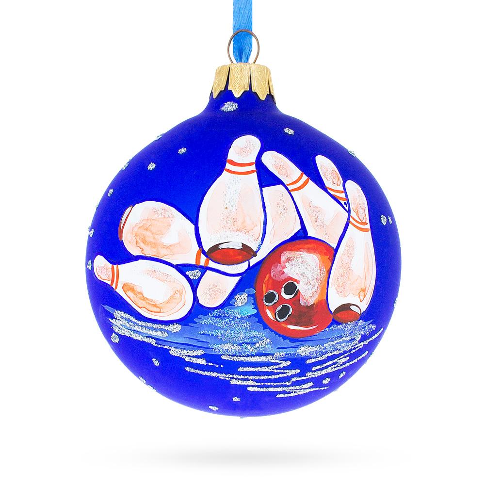 Strike! Bowling Blown Glass Ball Christmas Ornament 3.25 Inches  |   Hobby Hobby Hobby