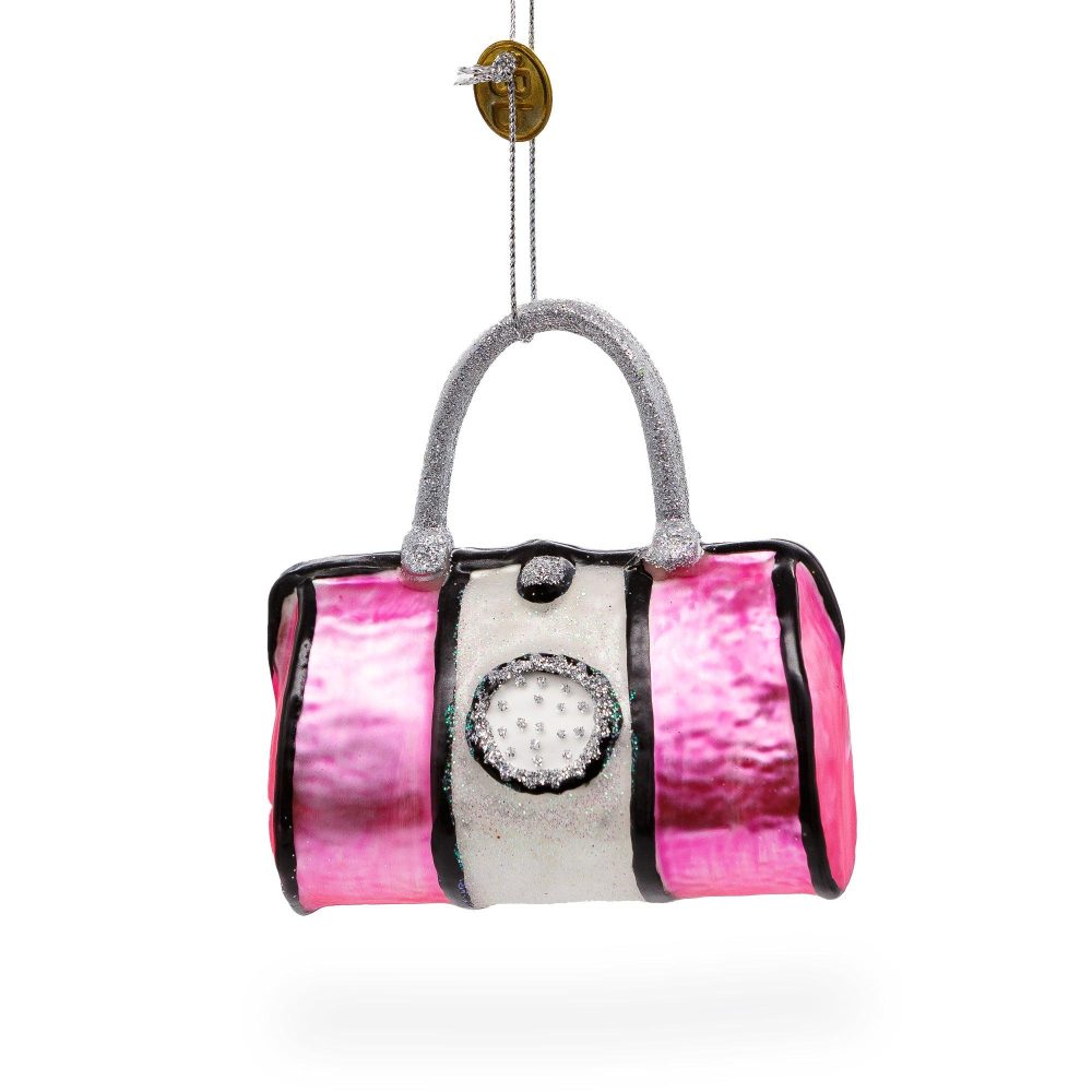 Stylish Pink Handbag Blown Glass Christmas Ornament  |   Fashion Fashion Fashion