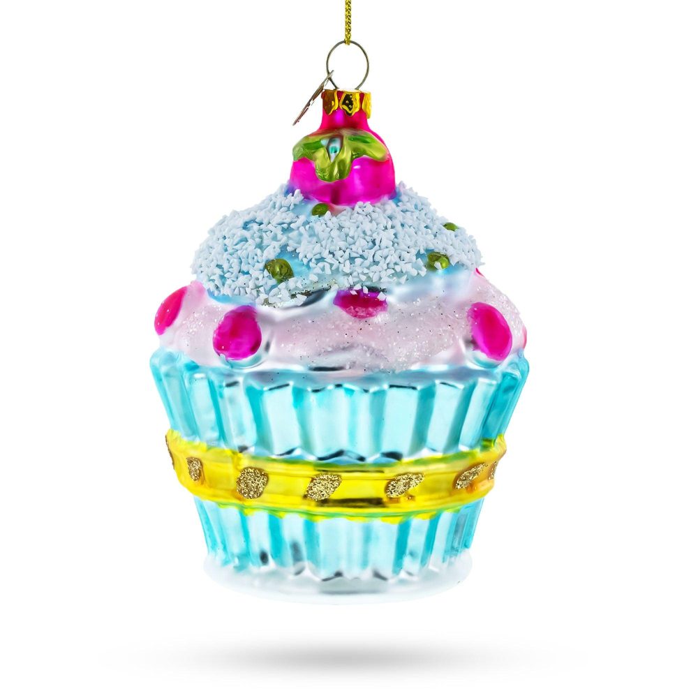 Sugar Frosted Delight: Cupcake Glass Christmas Ornament  |   Food Food Food