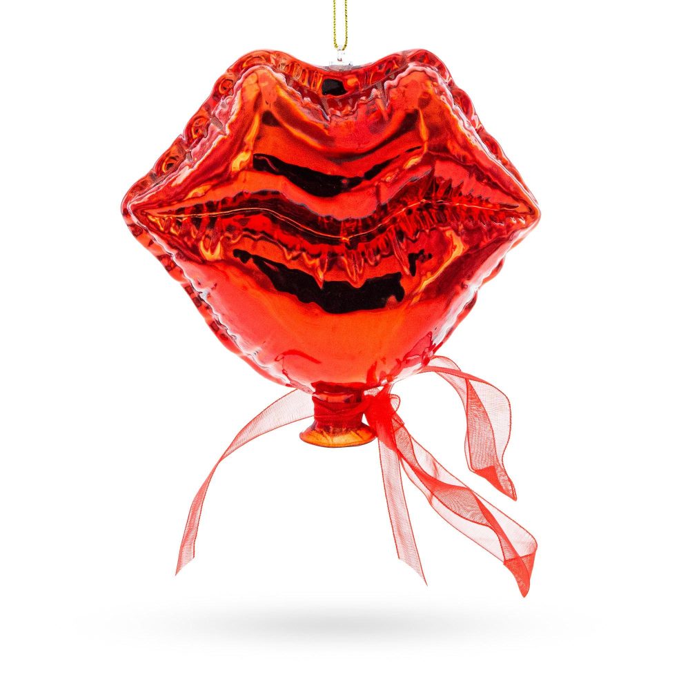 Sultry Red Lips Blown Glass Christmas Ornament  |   Fashion Fashion Fashion