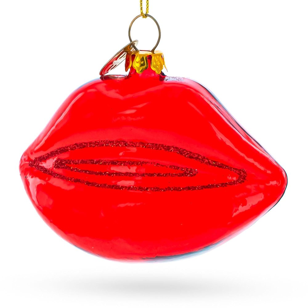 Sultry Red Lips Blown Glass Christmas Ornament  |   Fashion Fashion Fashion