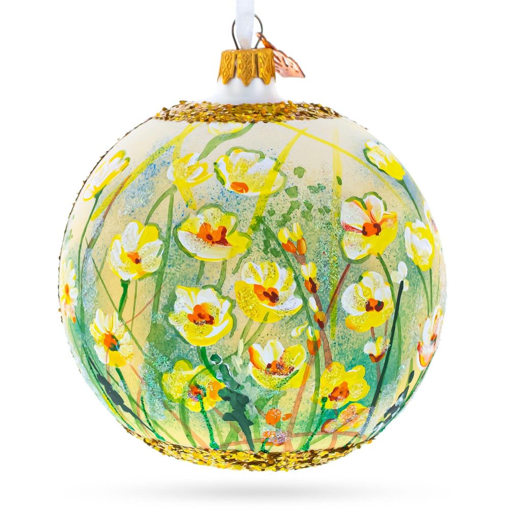 Summer In Bloom Painting Glass Ball Christmas Ornament 4 Inches  |   Artworks Artworks Artworks