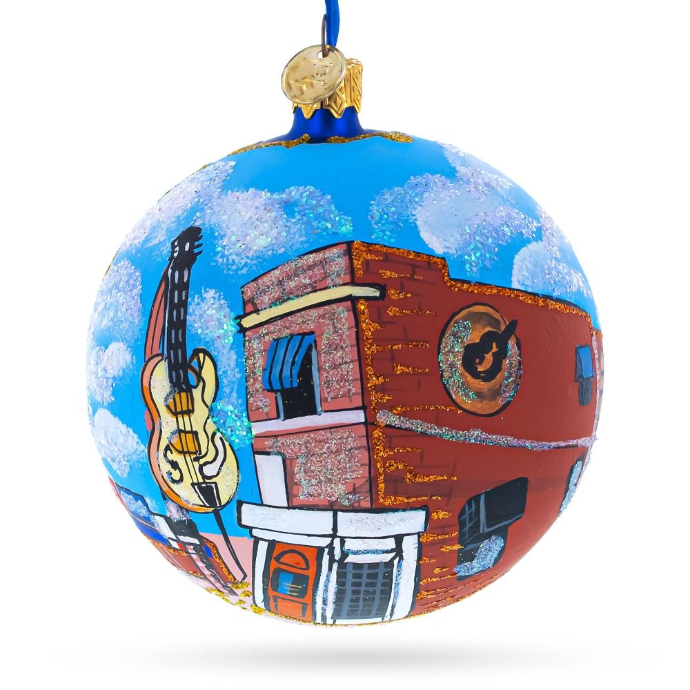 Sun Studio, Memphis, Tennessee Glass Ball Christmas Ornament 4 Inches  |   Travel Ornaments Travel