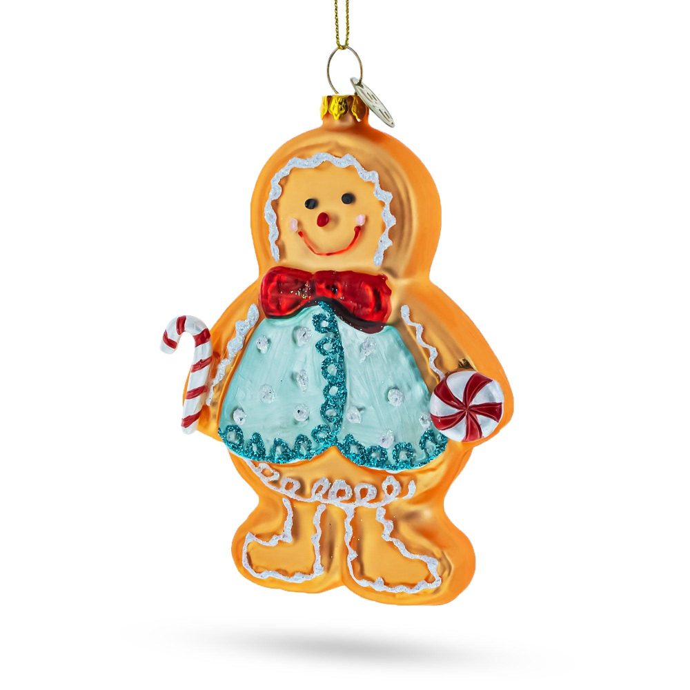 Sweet Gingerbread Man Blown Glass Christmas Ornament  |   Gingerbread Gingerbread Gingerbread