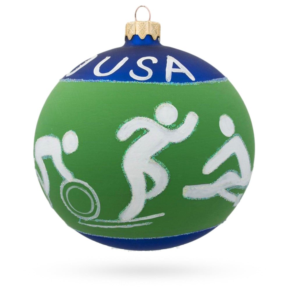 Swimming, Boxing, Biking, Track, Rowing Sports Blown Glass Ball Christmas Ornament 4 Inches  |   Personalized Ornaments Personalized