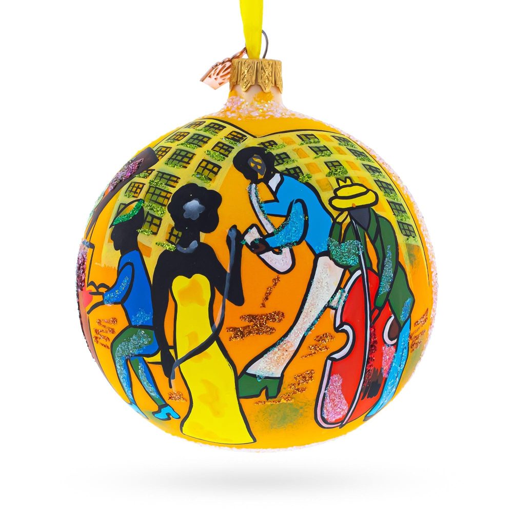 Swinging’ Jazz Band Blown Glass Ball Christmas Ornament 4 Inches  |   Music Music Music