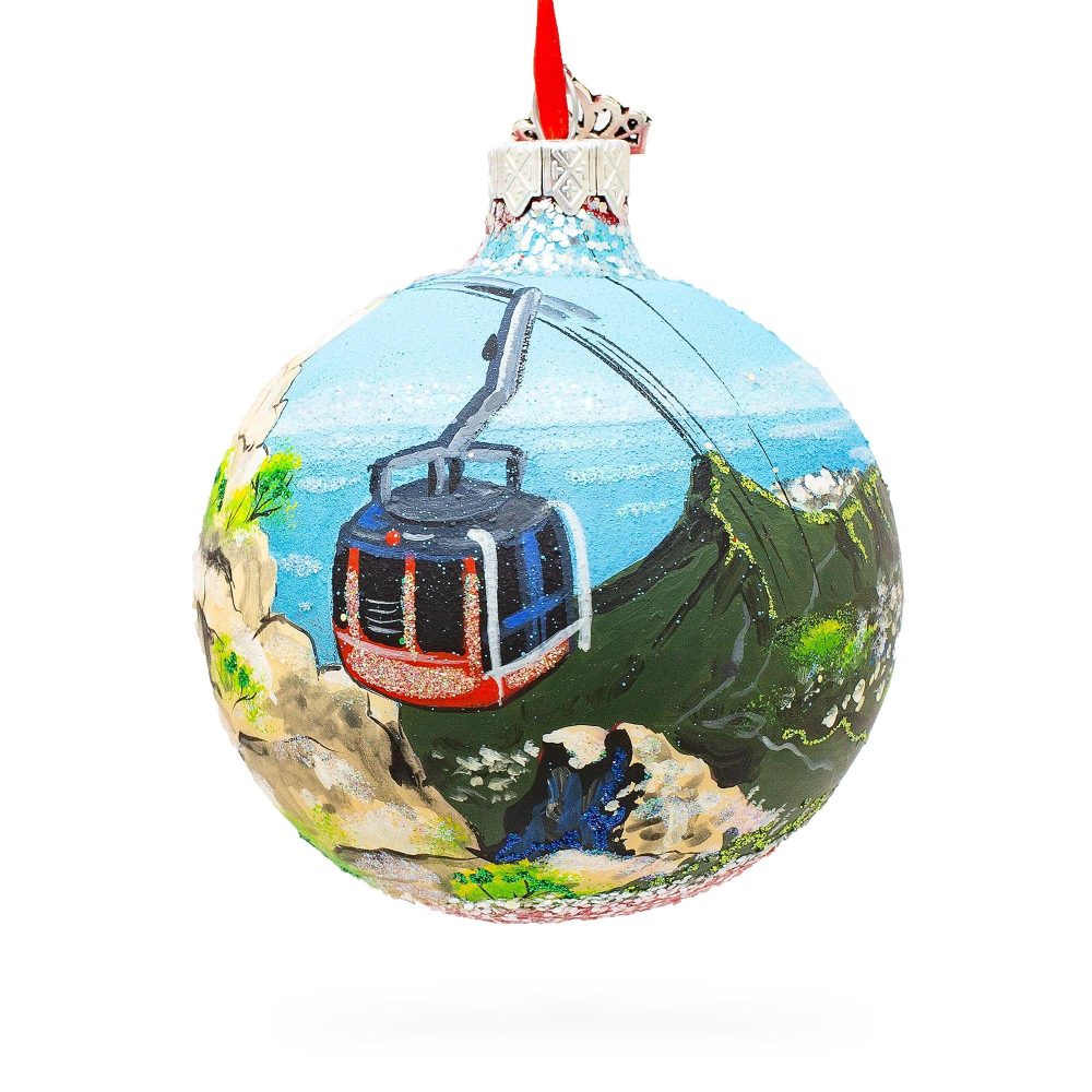 Table Mountain Aerial Cableway, Cape Town, South Africa Glass Ball Christmas Ornament 3.25 Inches  |   Travel Ornaments Travel