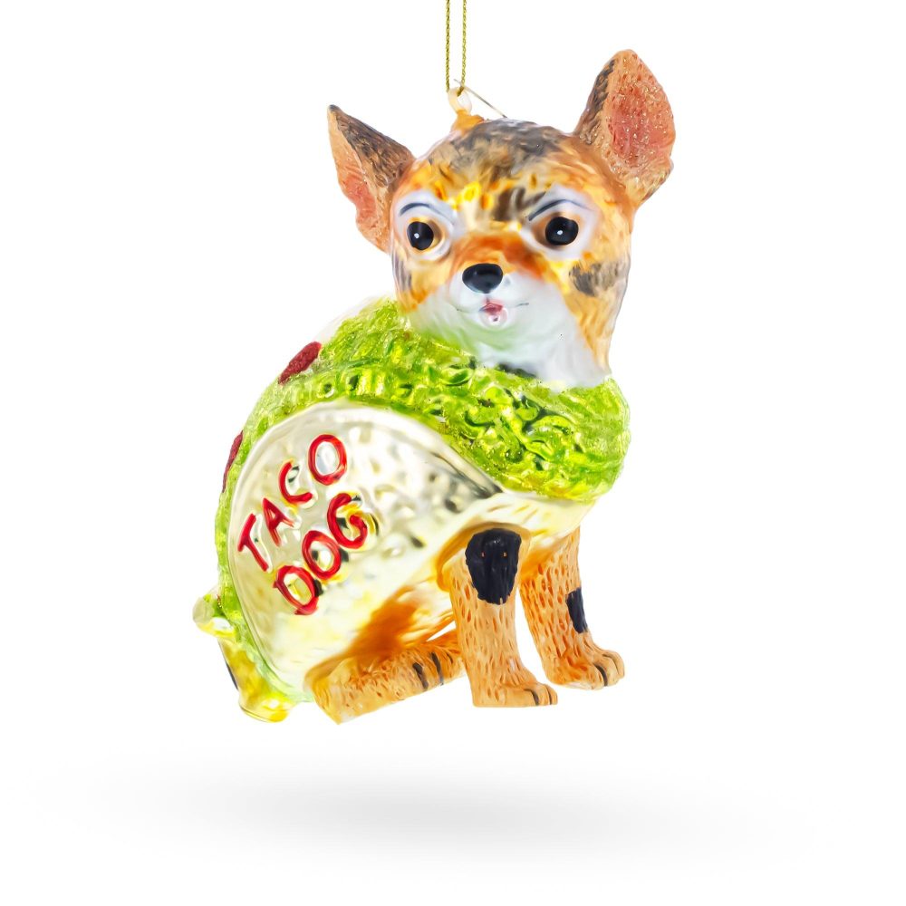 Taco Dog Blown Glass Christmas Ornament  |   Animals Animals Animals