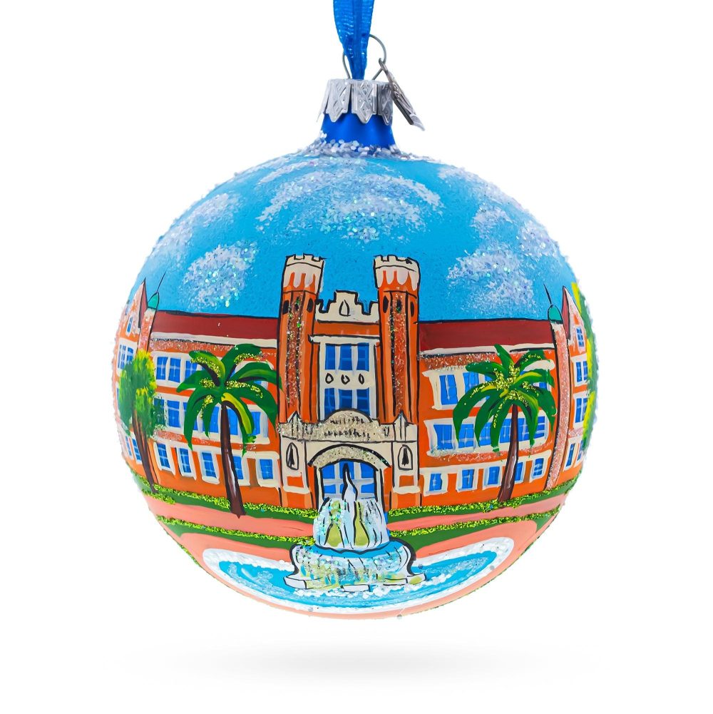 Tallahassee, Florida, Usa Glass Ball Christmas Ornament 4 Inches  |   Travel Ornaments Travel