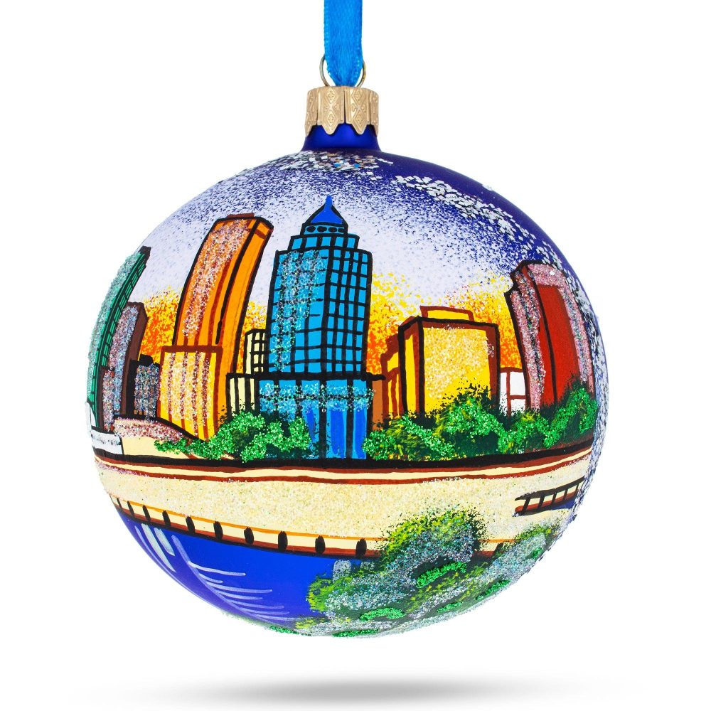 Tampa, Florida, Usa Glass Ball Christmas Ornament 4 Inches  |   Travel Ornaments Travel