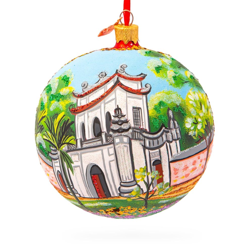 Temple Of Literature & National University, Hanoi, Vietnam Glass Ball Christmas Ornament 4 Inches  |   Travel Ornaments Travel