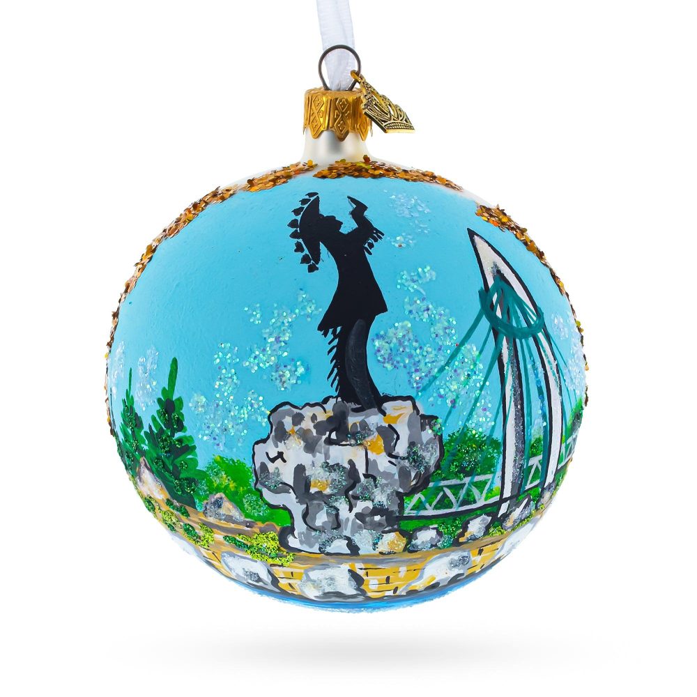 The Keeper Of The Plains, Wichita, Kansas, Usa Glass Ball Christmas Ornament 4 Inches  |   Travel Ornaments Travel