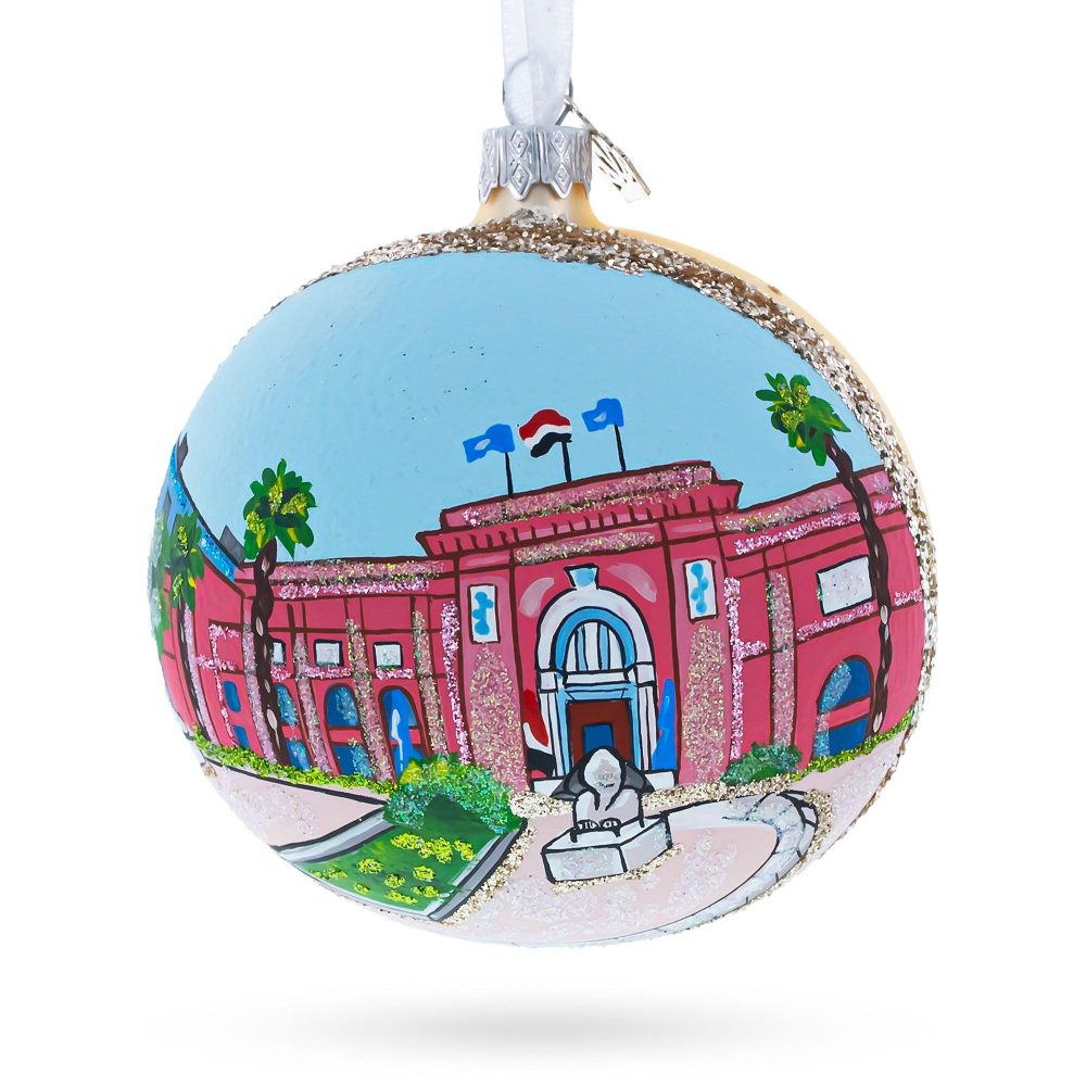 The Museum Of Egyptian Antiquities, Cairo, Egypt Glass Christmas Ornament  |   Travel Ornaments Travel