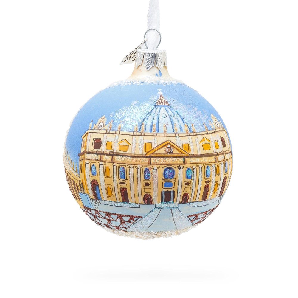 The Papal Basilica Of Saint Peter, Vatican Glass Ball Christmas Ornament 3.25 Inches  |   Travel Ornaments Travel