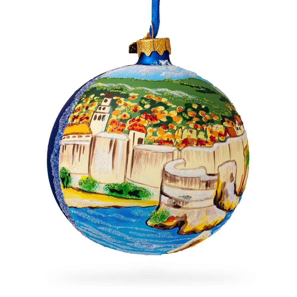 The Walls Of Dubrovnik, Croatia Glass Ball Christmas Ornament 4 Inches  |   Travel Ornaments Travel