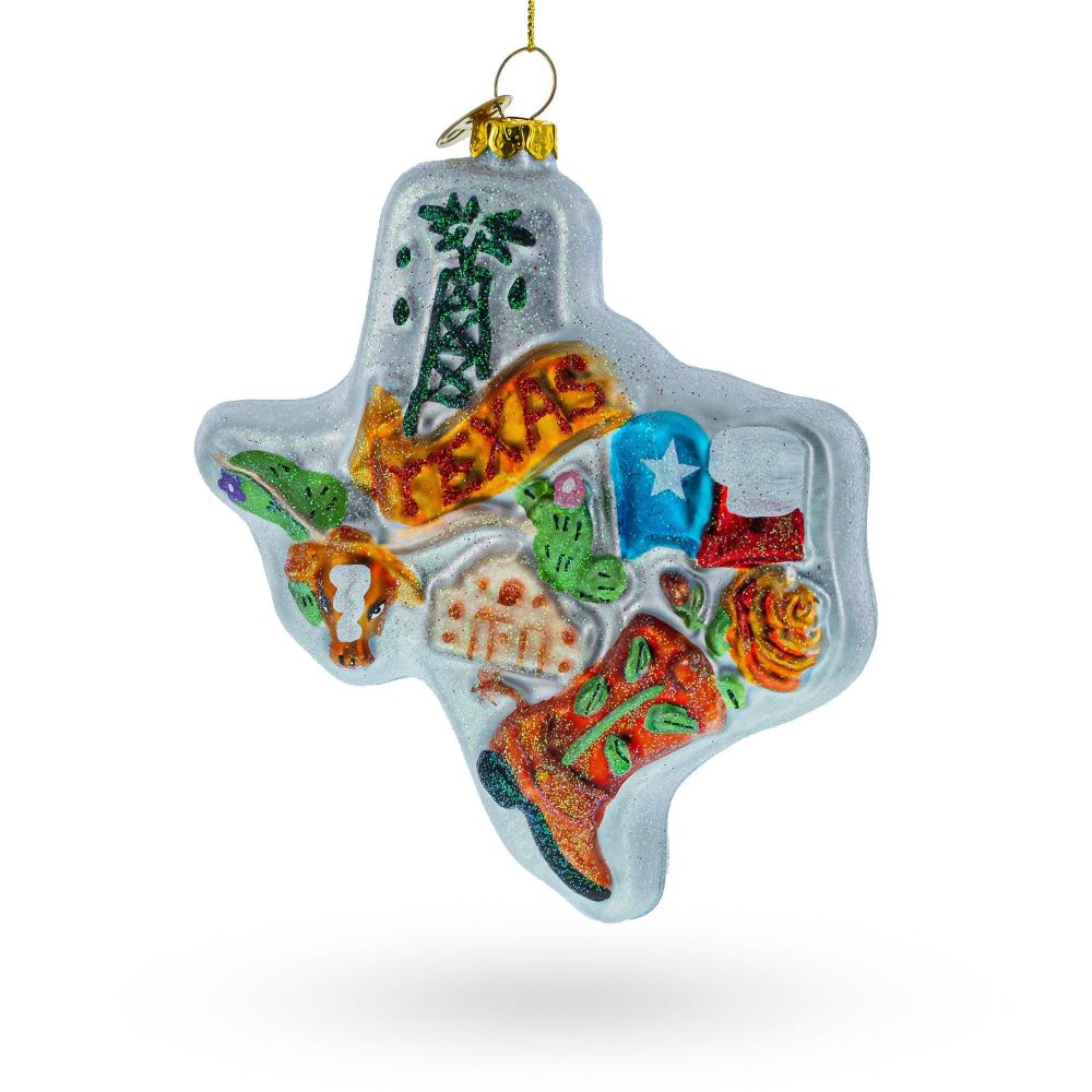 Travel To The State Of Texas Blown Glass Christmas Ornament  |   Travel Ornaments Travel