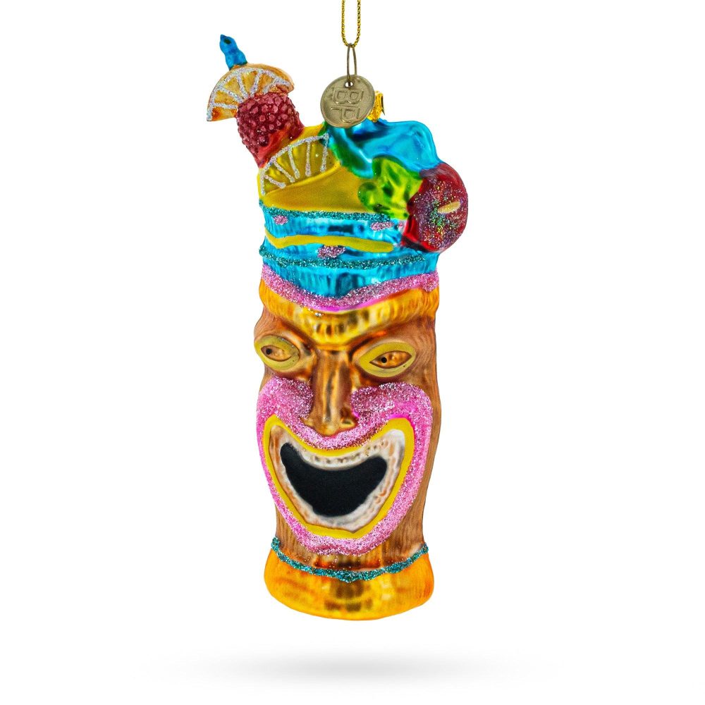 Trendy Cocktail In Mask Cup Blown Glass Christmas Ornament  |   Food Food Food