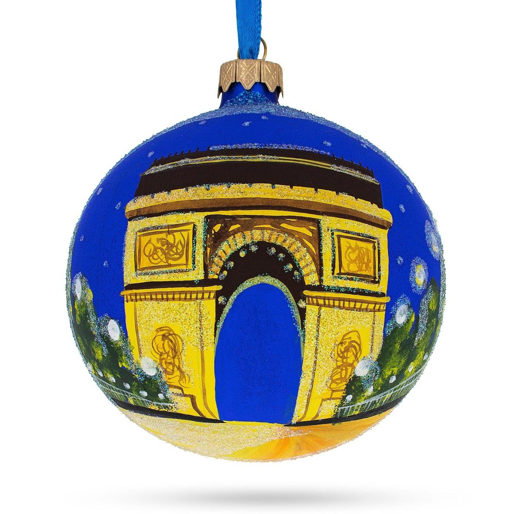 Triumphal Arch, Paris, France Glass Ball Christmas Ornament 4 Inches  |   Travel Ornaments Travel