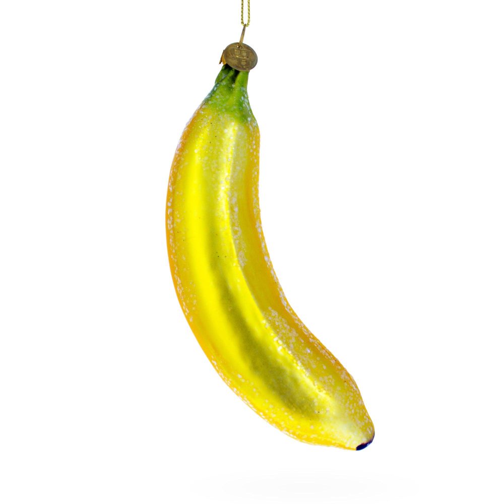 Tropical Delight: Sunny Banana Glass Christmas Ornament  |   Food Food Food