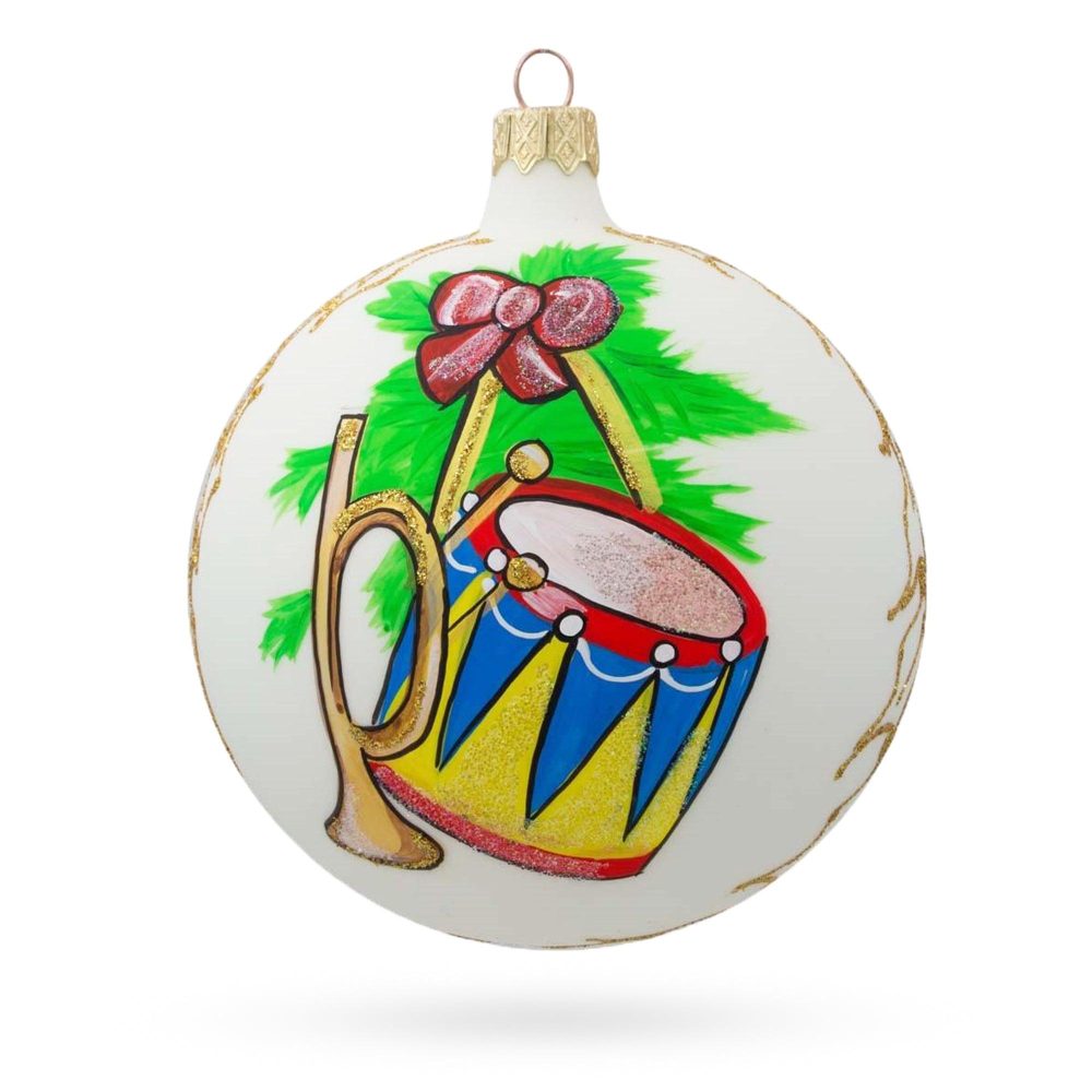 Trumpet And Drum Music Instruments Blown Glass Ball Christmas Ornament 4 Inches  |   Music Music Music