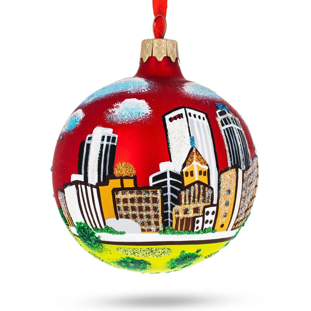 Tulsa, Oklahoma, Usa Glass Christmas Ornament 3.25 Inches  |   Travel Ornaments Travel