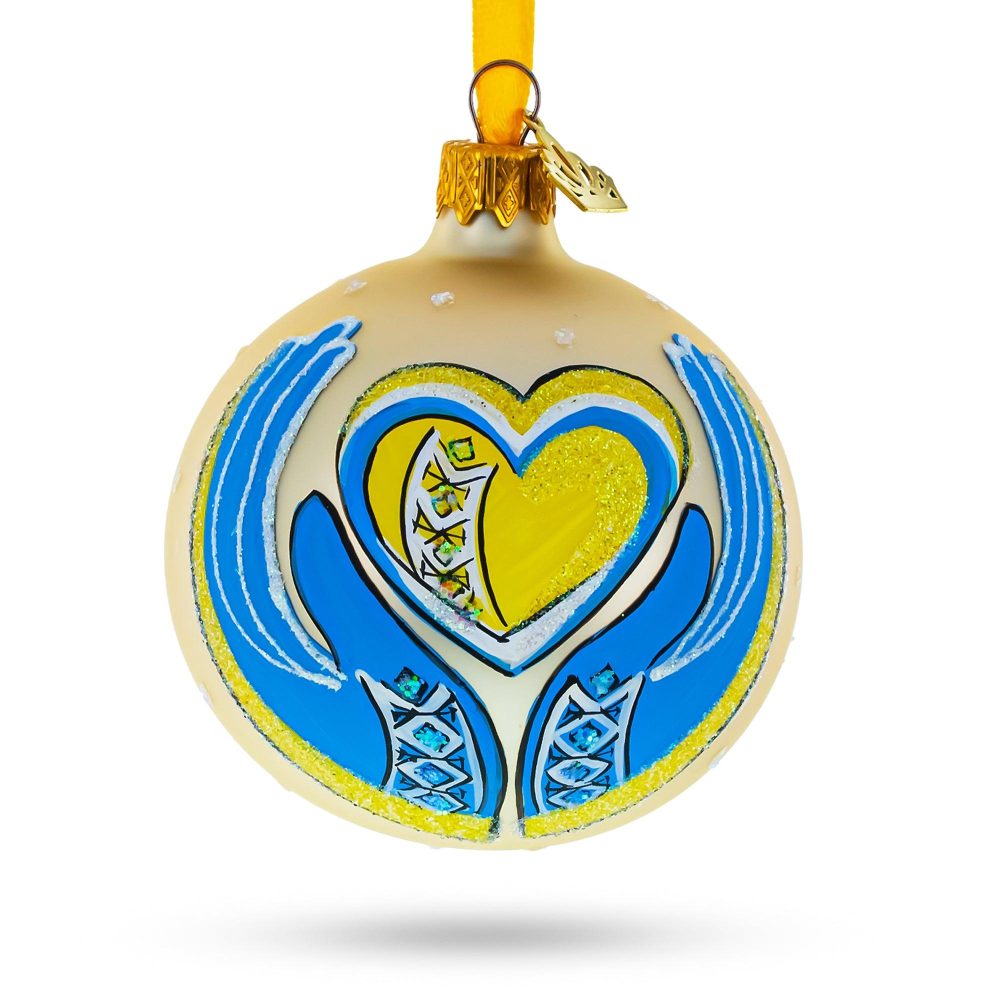 Ukraine In My Heart Glass Ball Christmas Ornament 3.25 Inches  |   Personalized Ornaments Personalized