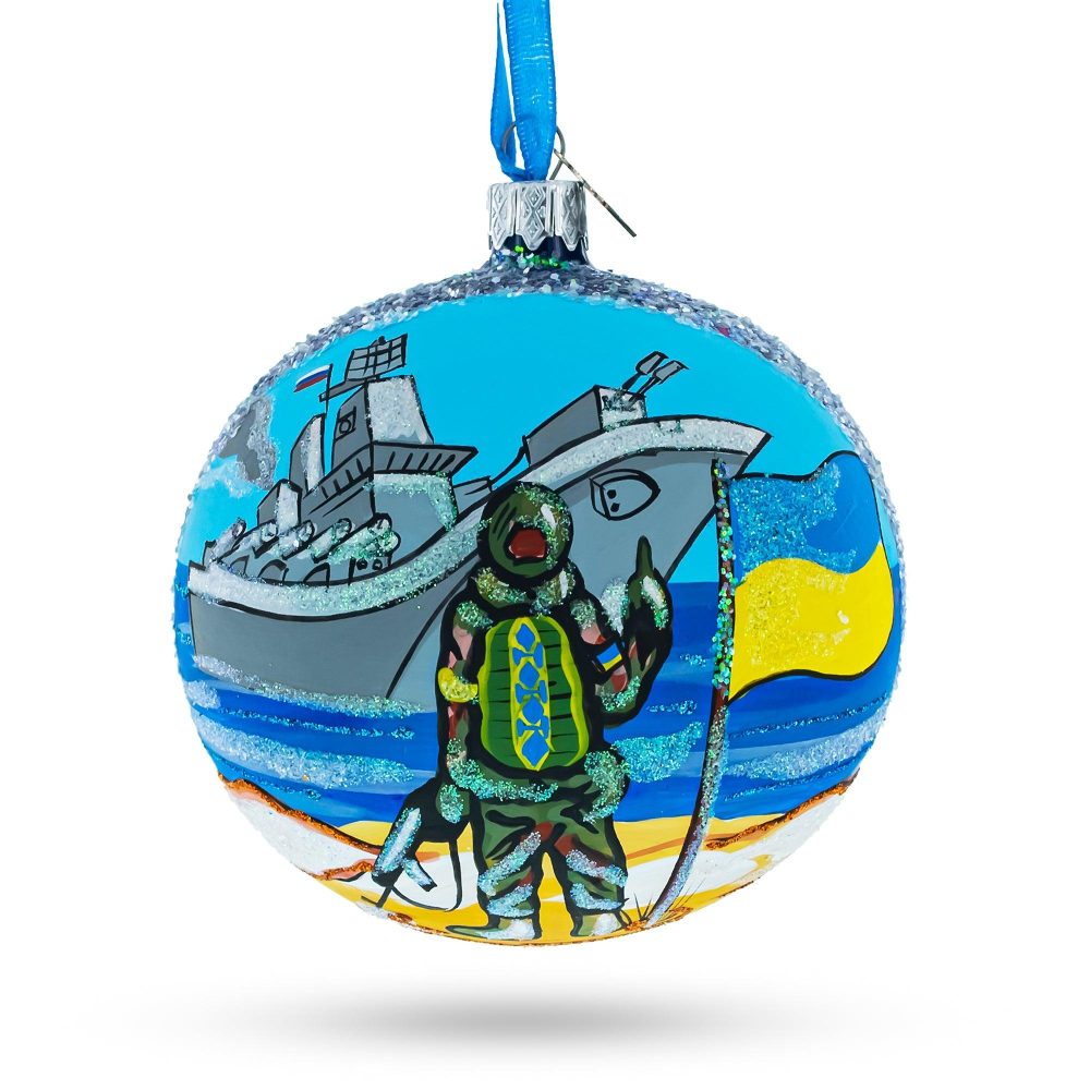 Ukrainian Heroes Glass Ball Christmas Ornament 4 Inches  |   Personalized Ornaments Personalized