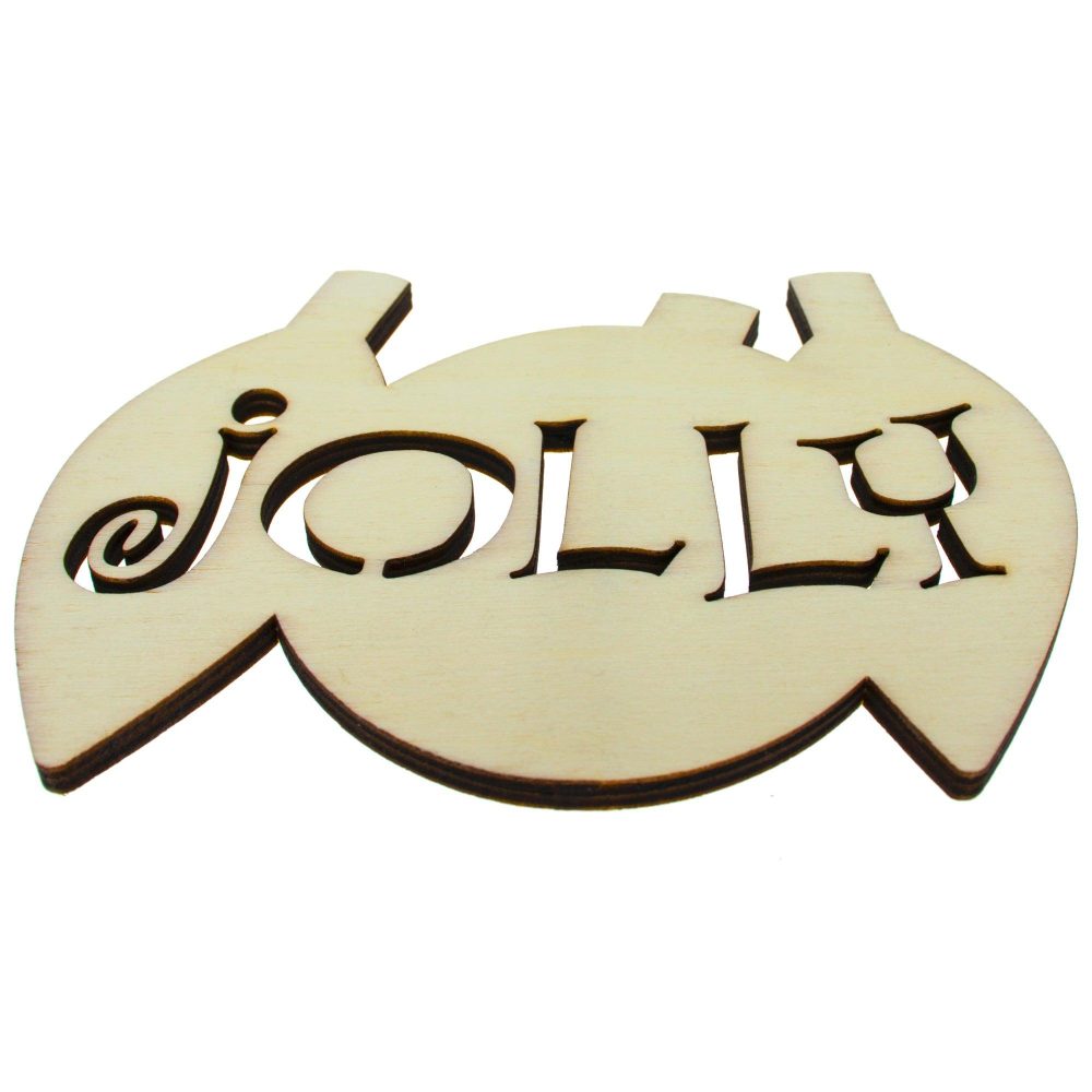 Unfinished Wooden Multiple Ornament Shape With Text "Jolly" Text Cutout Diy Craft 5 Inches  |   Unfinished Ornaments Ornaments Unfinished Ornaments