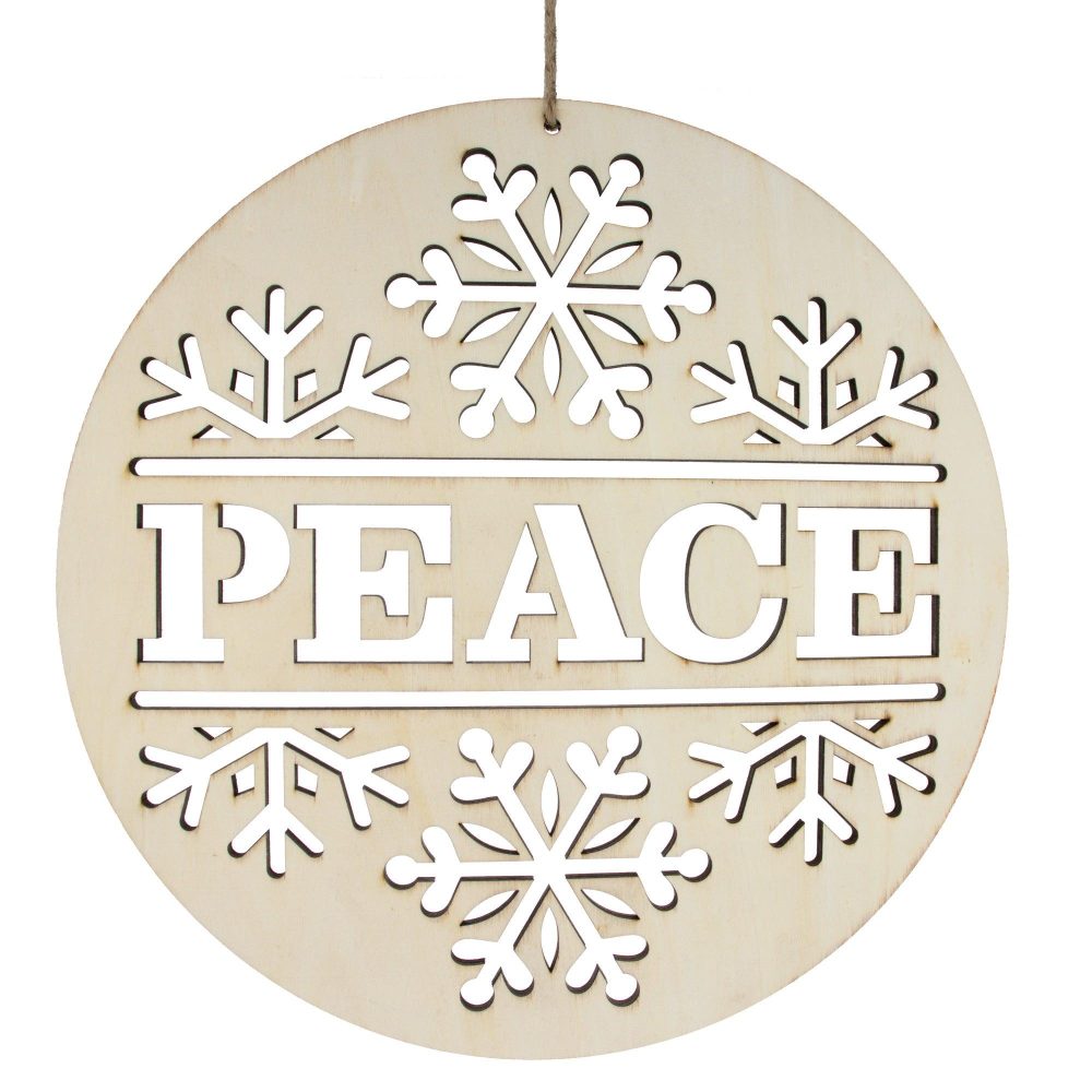 Unfinished Wooden Peace And Snowflake Ornament Cutout Diy Craft 10 Inches  |   Unfinished Ornaments Ornaments Unfinished Ornaments