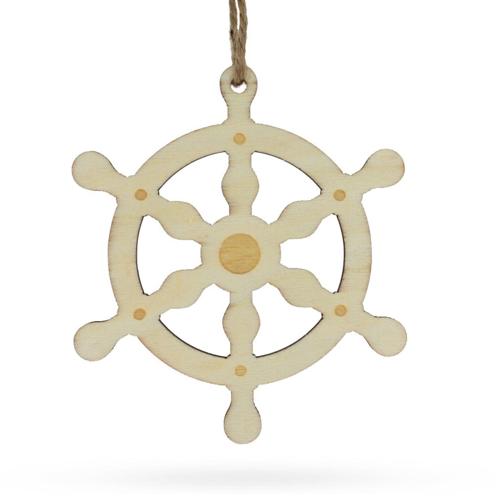 Unfinished Wooden Ship Wheel Ornament Diy Craft 4 Inches  |   Unfinished Ornaments Ornaments Unfinished Ornaments