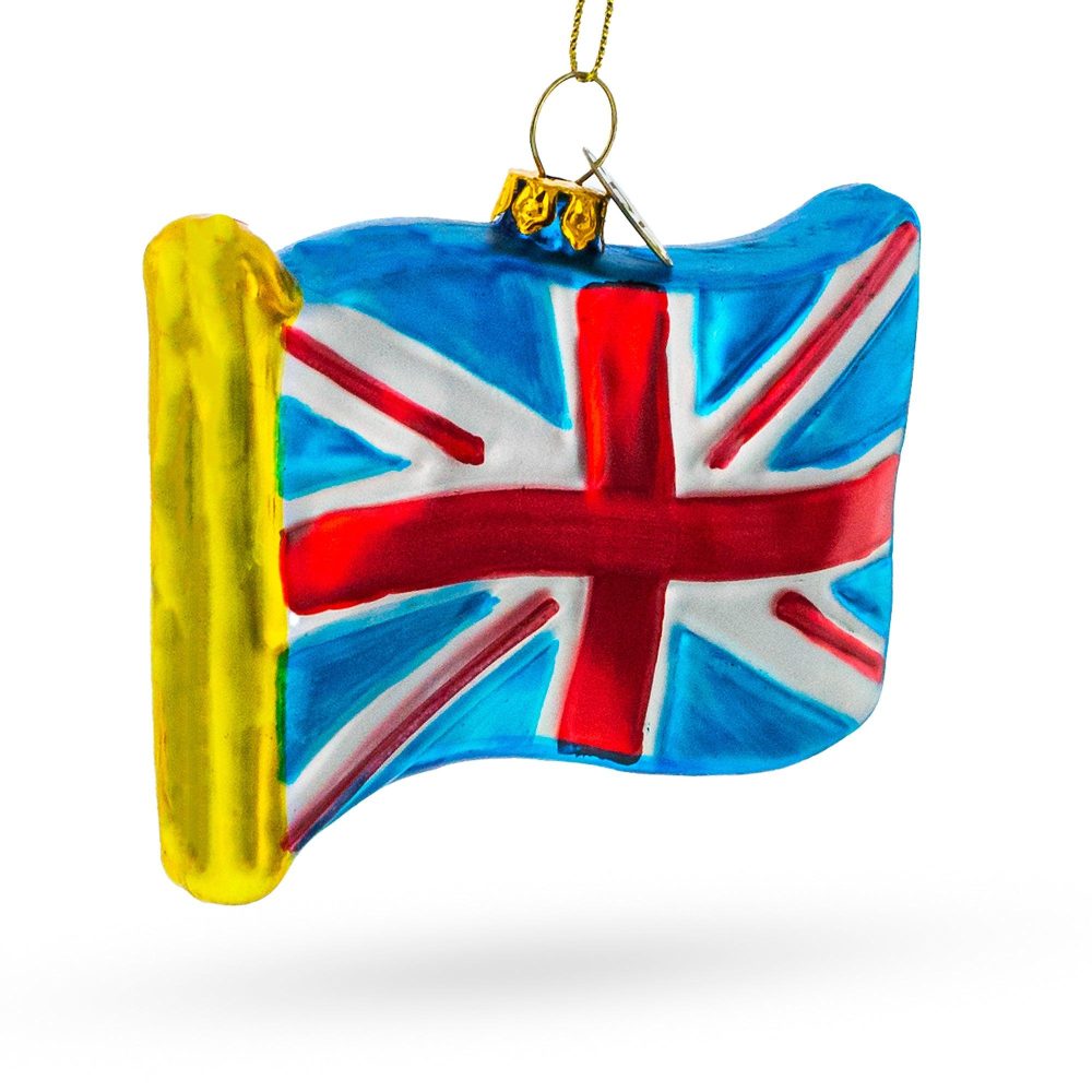 United Kingdom Flag Blown Glass Christmas Ornament  |   Flags Flags Flags