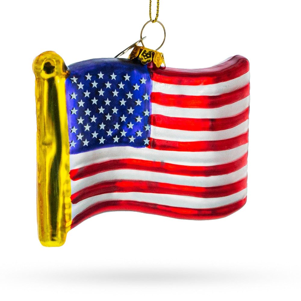 United States Flag Blown Glass Christmas Ornament  |   Flags Flags Flags