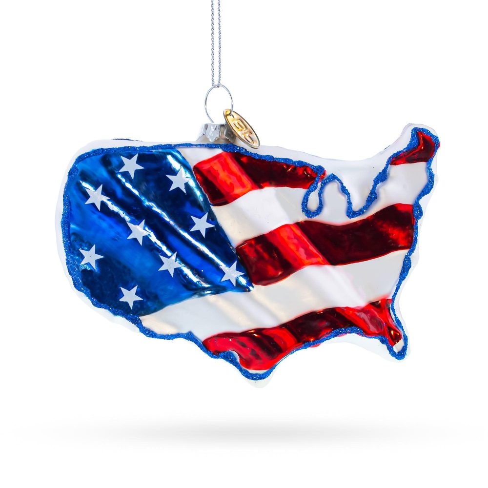 United States Flag Blown Glass Christmas Ornament  |   Travel Ornaments Travel