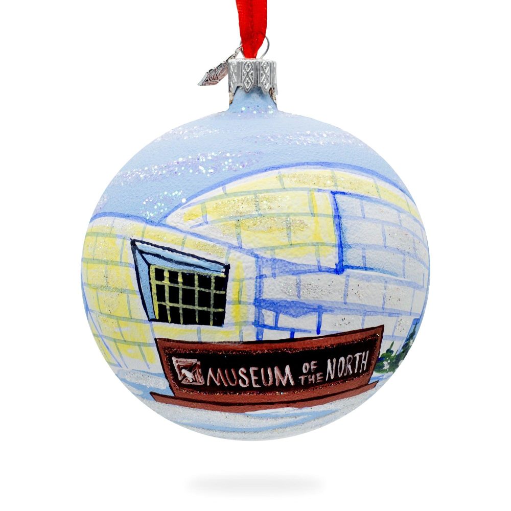 University Of Alaska Museum Of The North, Fairbanks, Alaska, Usa Glass Ball Christmas Ornament 4 Inches  |   Travel Ornaments Travel