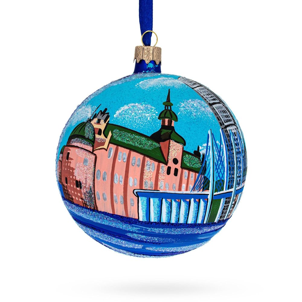 Vadstena Castle, Stockholm, Sweden Glass Ball Christmas Ornament 4 Inches  |   Travel Ornaments Travel