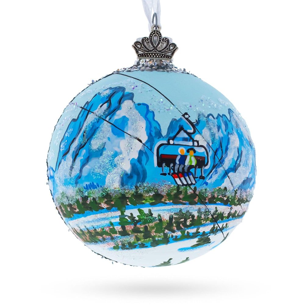 Val Gardena Dolomiti Super Ski, Italy Glass Ball Christmas Ornament  |   Travel Ornaments Travel