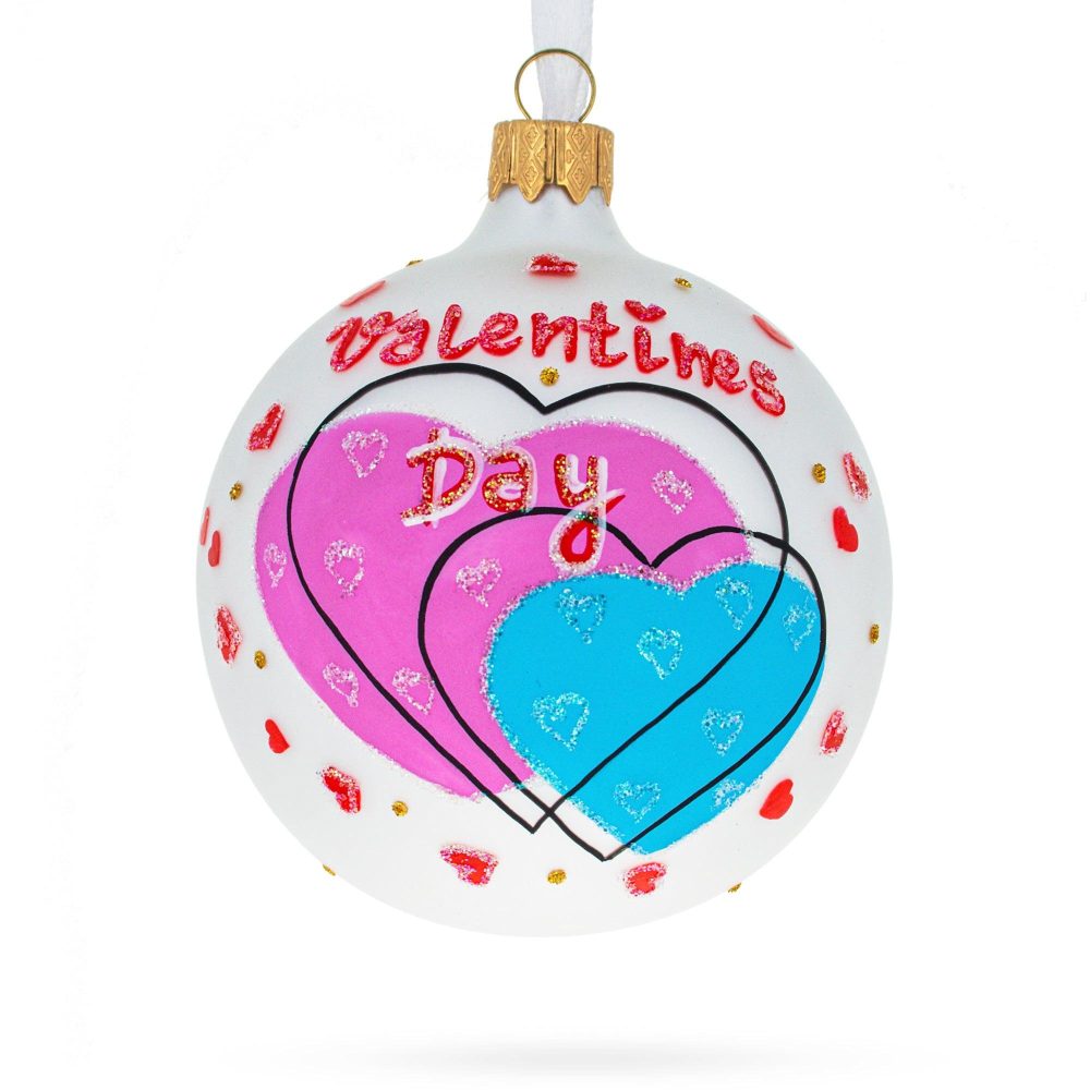 Valentine’S Day Blown Glass Ball Christmas Ornament 3.25 Inches  |   Love Love Love