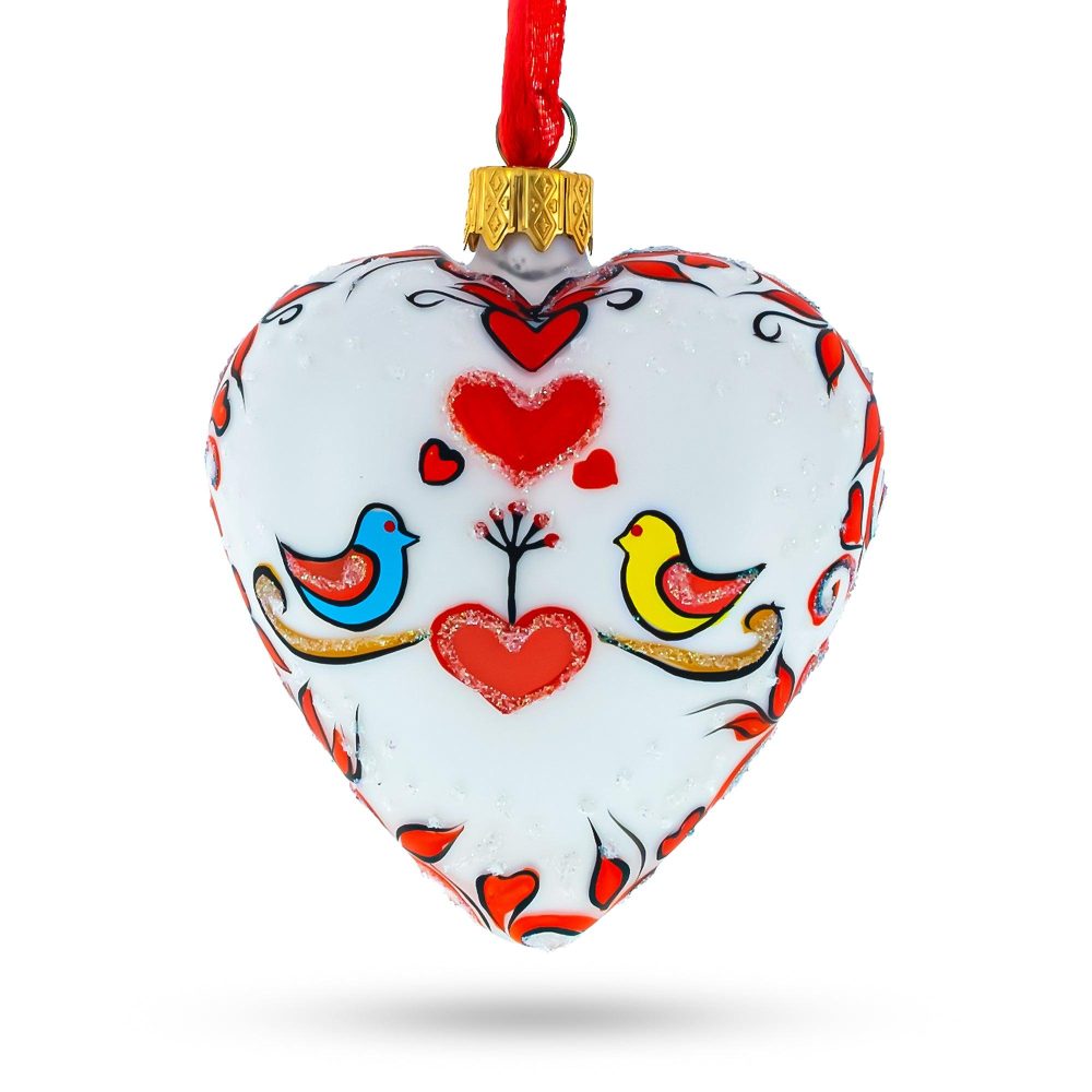 Valentine’S Day Heart Shape Glass Christmas Ornament  |   Hearts Hearts Hearts