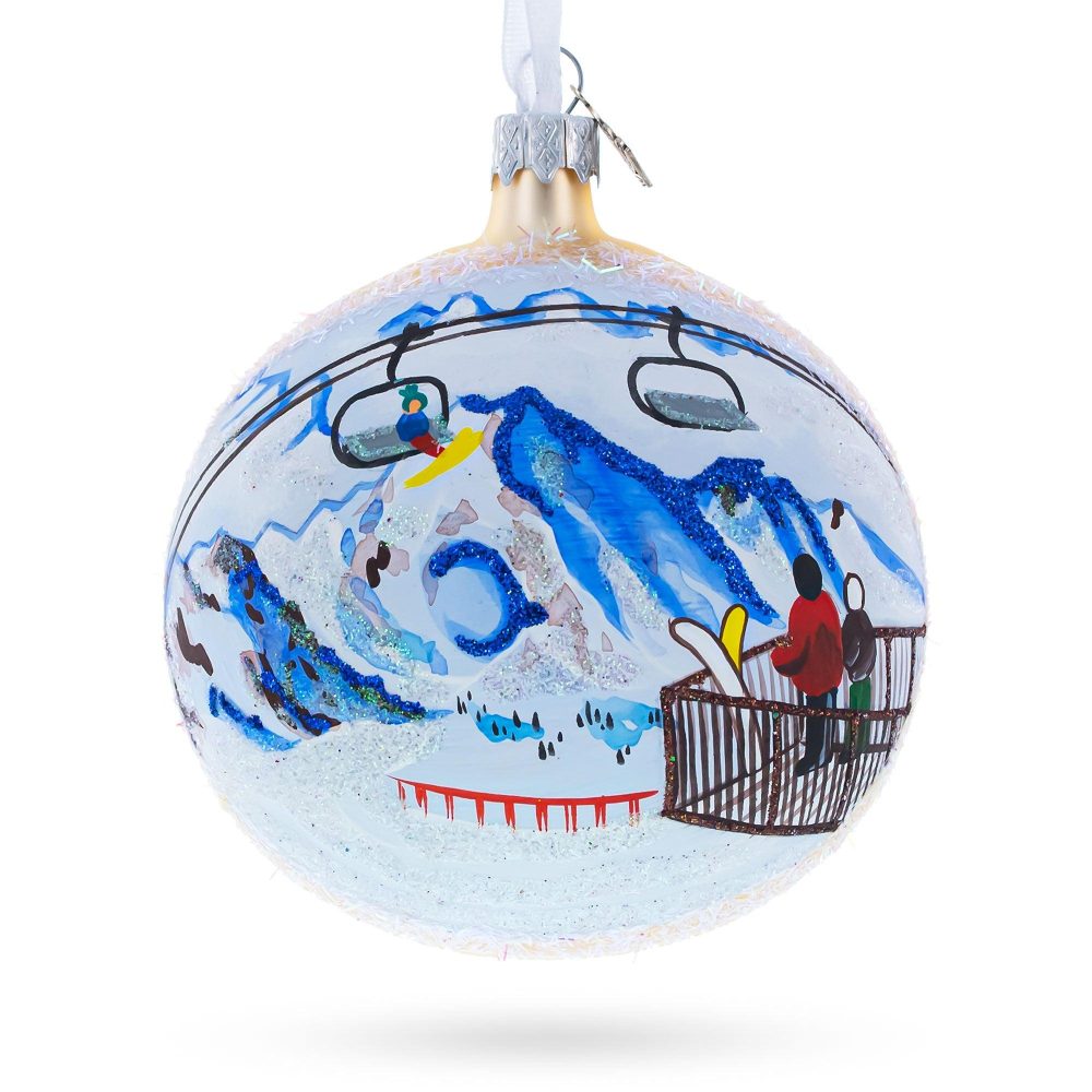 Verbier Ski Resort, Switzerland Glass Ball Christmas Ornament  |   Travel Ornaments Travel