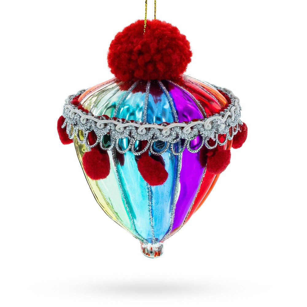 Vibrant Carnival Balloon Blown Glass Christmas Ornament  |   Flowers Flowers Flowers