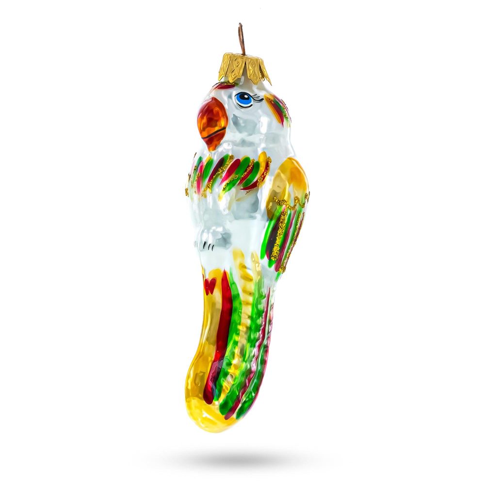 Vibrant Parrot Mini Glass Christmas Ornament  |   Animals Animals Animals