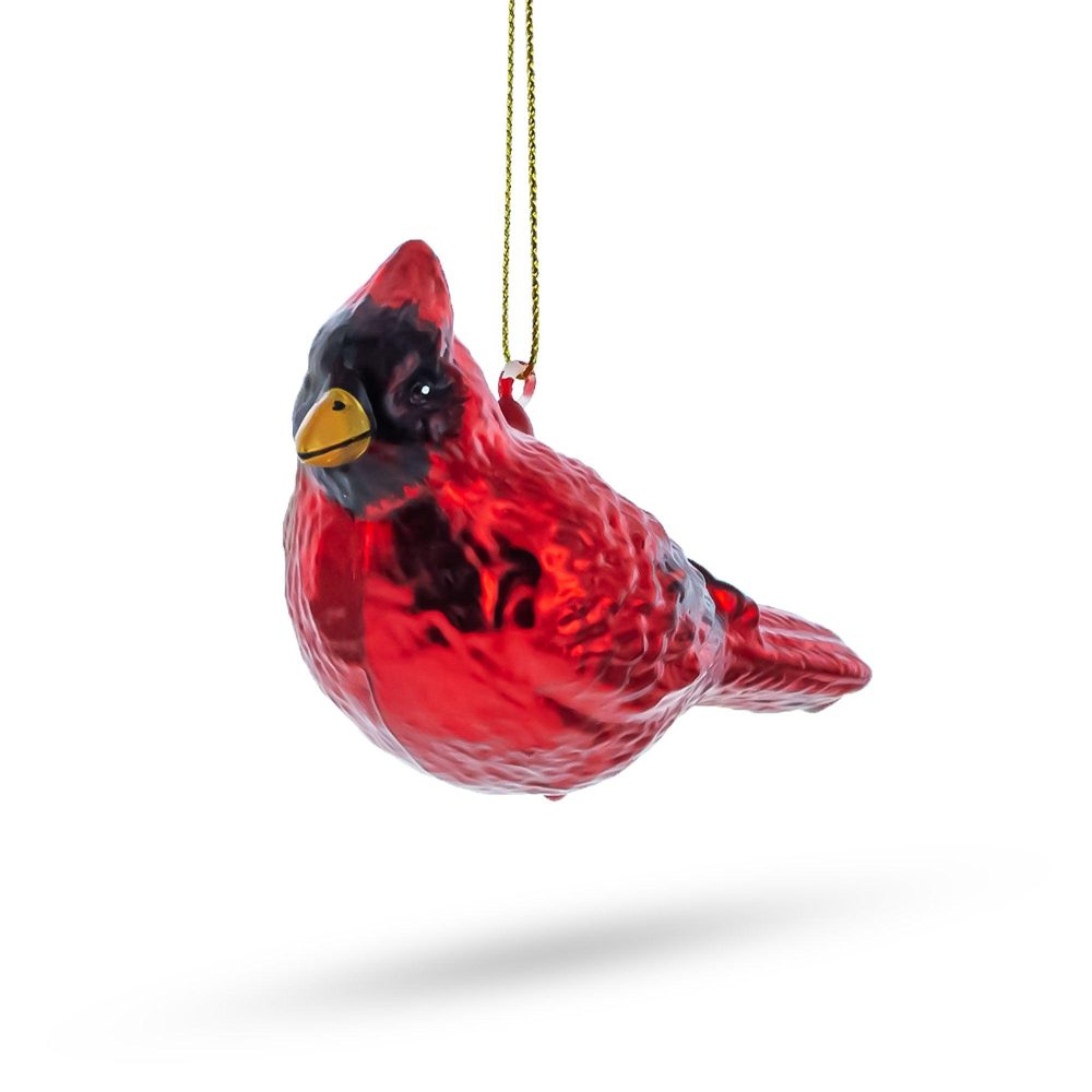 Vibrant Red Cardinal Blown Glass Christmas Ornament  |   Animals Animals Animals