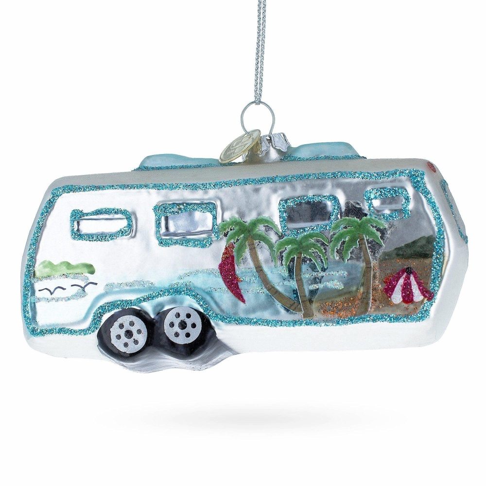 Vintage-Inspired Camper Trailer Glass Christmas Ornament  |   Hobby Hobby Hobby