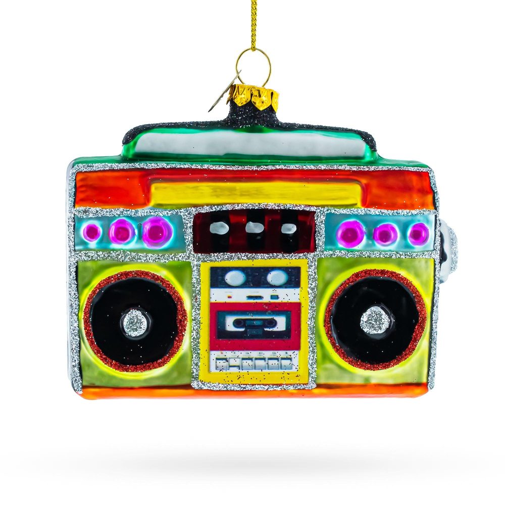 Vintage-Inspired Cassette Player Boombox Blown Glass Christmas Ornament  |   Houseware Houseware Houseware